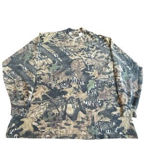 Vintage Mossy Oak Camo Long Sleeve Tee Mens L Faded Hunting Shirt